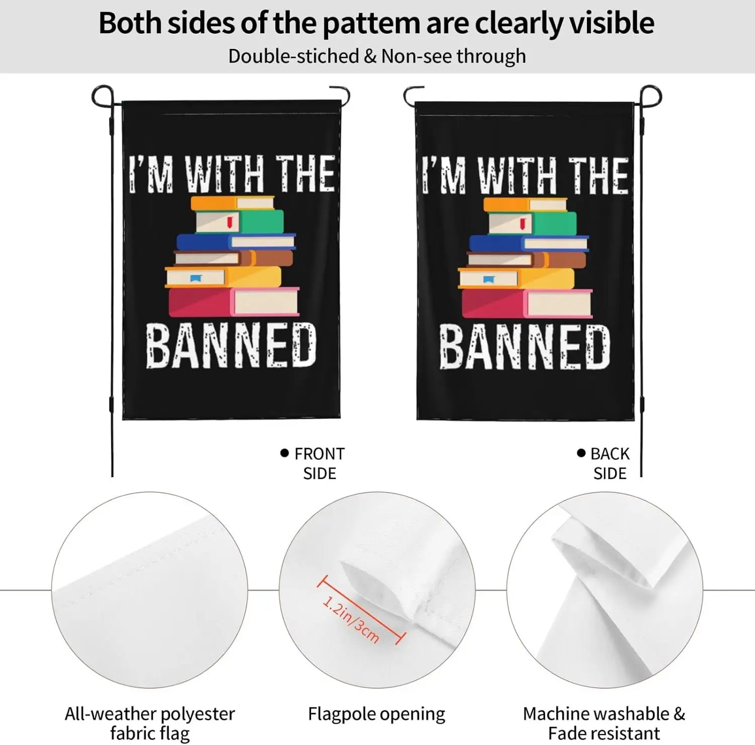 I'M With The Banned Books Flag I'M With The Banned Books Garden Flag Small Garden Flag 12x18 Double Sided Garden Decor F KKL yyi