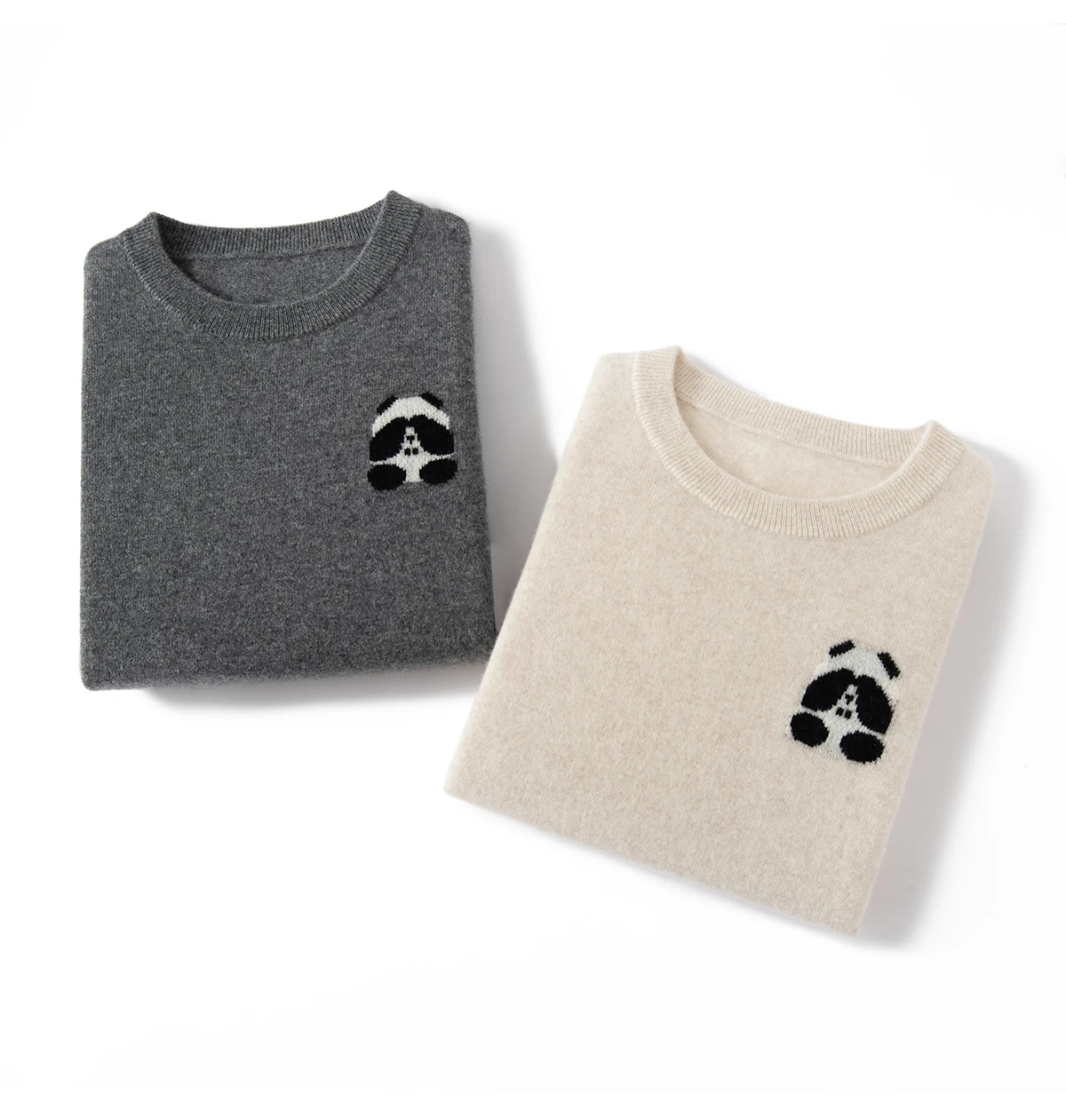 

Жаккардовый свитер из 100% чистого кашемира с пандой, женский свитер из чистого кашемира с круглым вырезом, свободная основа, осень и зима