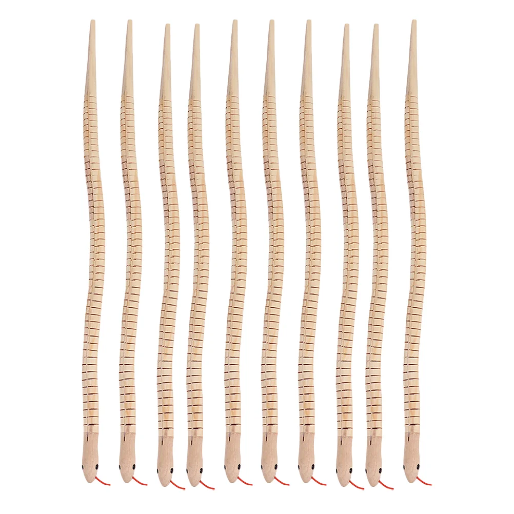 10 Pcs Wooden Fake Snake Crafts for Kids Reptile Birthday Party Supplies Flexible Toy Jointed Toys Bulk Child