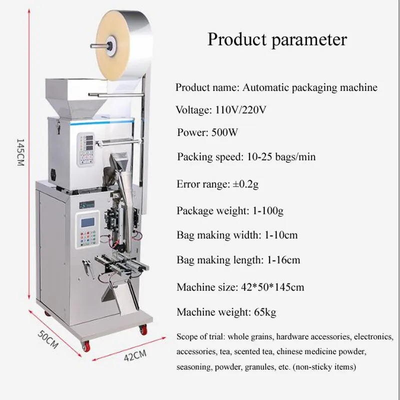 Intelligent Large Capacity Filling Machine Quantitative Granular Powder Material Wolfberry Seasoning Packaging Machine