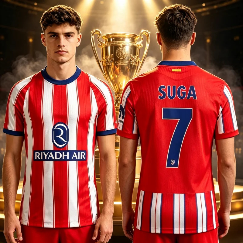 Sommer Neues Suga Atletico Madrid Fußballtrikot Sporttraining Herren Damen Kurzarm-T-Shirt Atmungsaktive Y2k Family Kids Tees – Detail 3