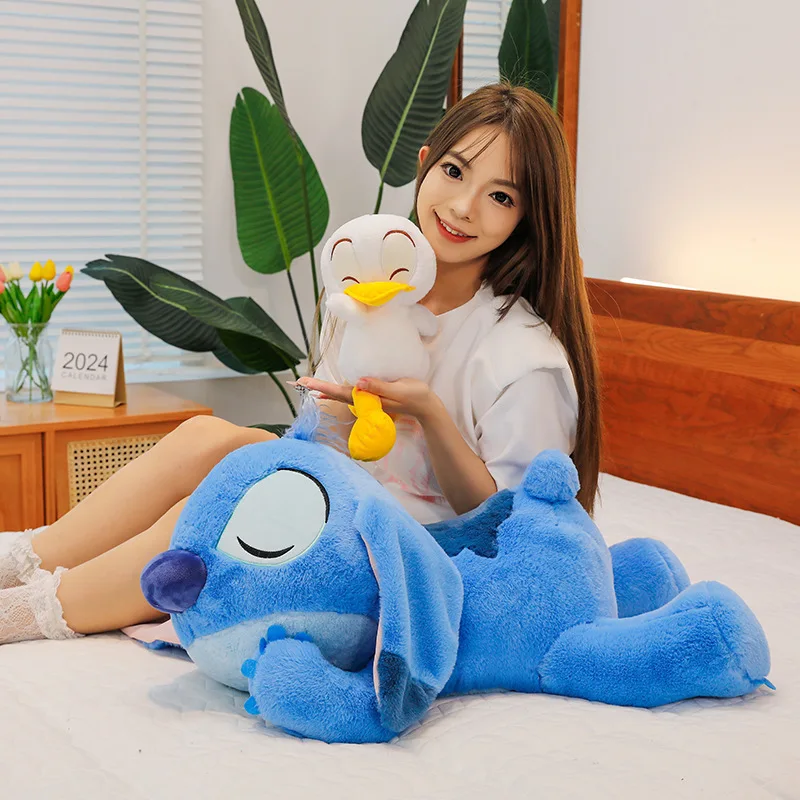 Kawaii Stitch Knuffel Gevulde Pop Schattig Slapende Eend Kussen voor Kinderen Verjaardagscadeau Zachte Knuffel Plushie voor Meisjes Decor Venster