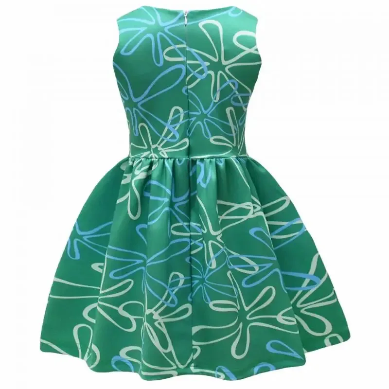 Disgust Cosplay Intensamente2 Bow Tie Dress Kids Princess Print Girls Wig Scarf Halloween Carnival Party Role Play Dress Up