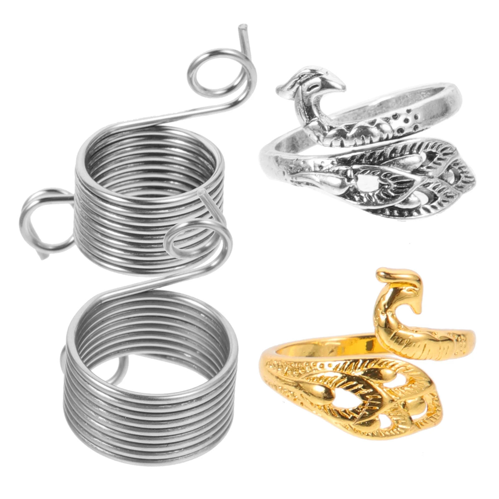 

4Pcs Knitting Rings for Yarn Strands Open Crochet Finger Ring Durable Stainless Steel Yarn Holder Ring Faster Knitting