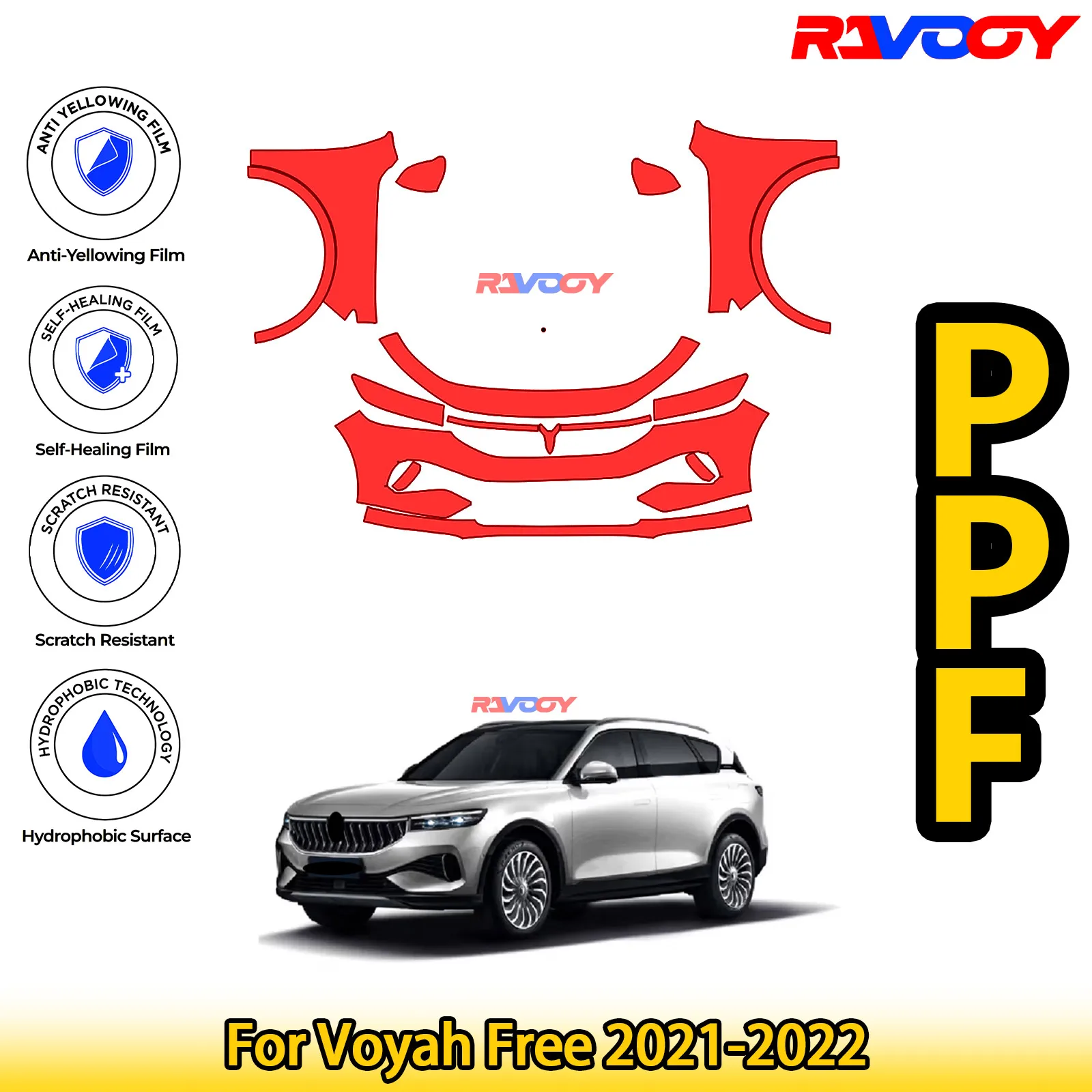 

For Voyah Free 2021-2022 Glossy Matte Black Precut front PPF Kit Paint Protection Film