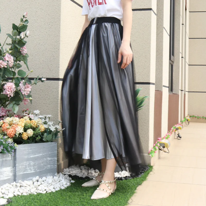 Black Detachable Overskirt Softest Tulle Skirt Long Bride One Layers Maxi Skirts Women for Wedding Cocktail Bridal Accessories