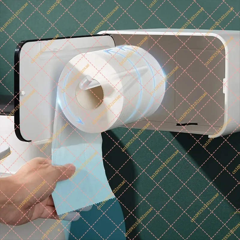 LF No Drill Wall Mounted Toilet Paper Holder, Waterproof Bathroom Tissue Storage Rack, Space Saving Rustproof Organizer for Bath
