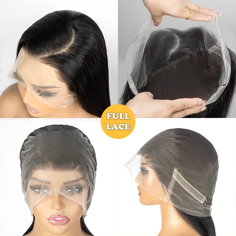 Parrucche piene del merletto 100% capelli umani 360 parrucche del merletto HD Parrucche diritte nere dei capelli umani Parrucca brasiliana dei capelli umani anteriori del merletto prepizzicate