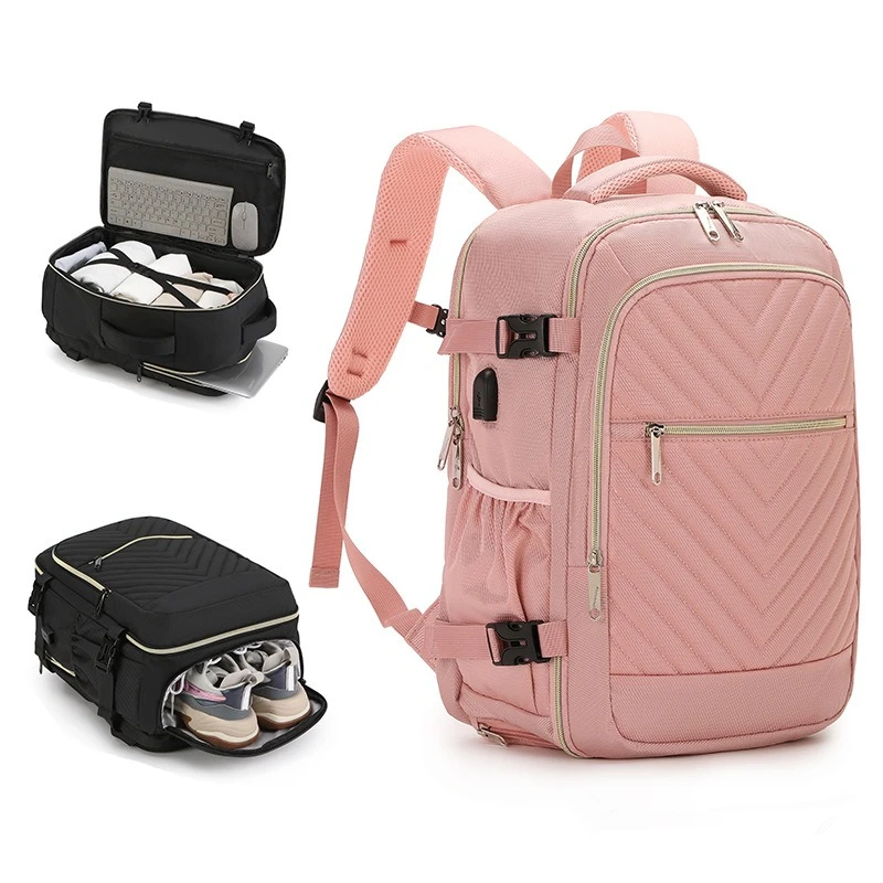 Nesitu Large Capacity A4 14 inch Laptop Men Women Backpack Duffle Hiking Travel Bag Grey Black Blue Red Pink White M1402