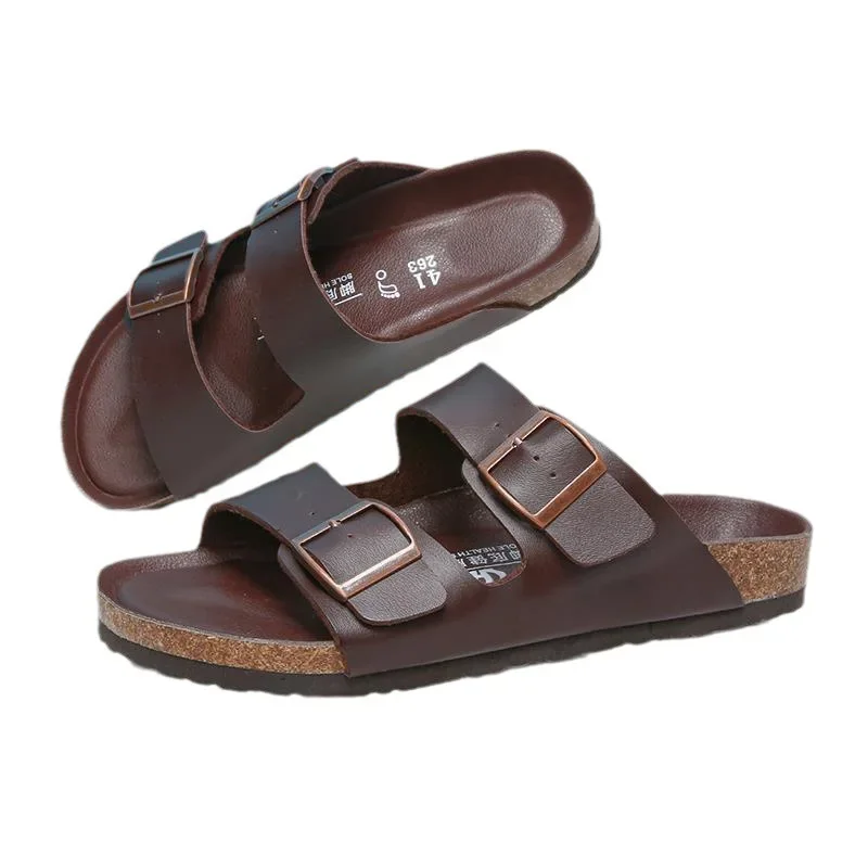 High fashion Green Unisex Summer Cork Slippers Slip On Breathable Casual Beach Sandals Lightweight Cork Slippers Size 35-46