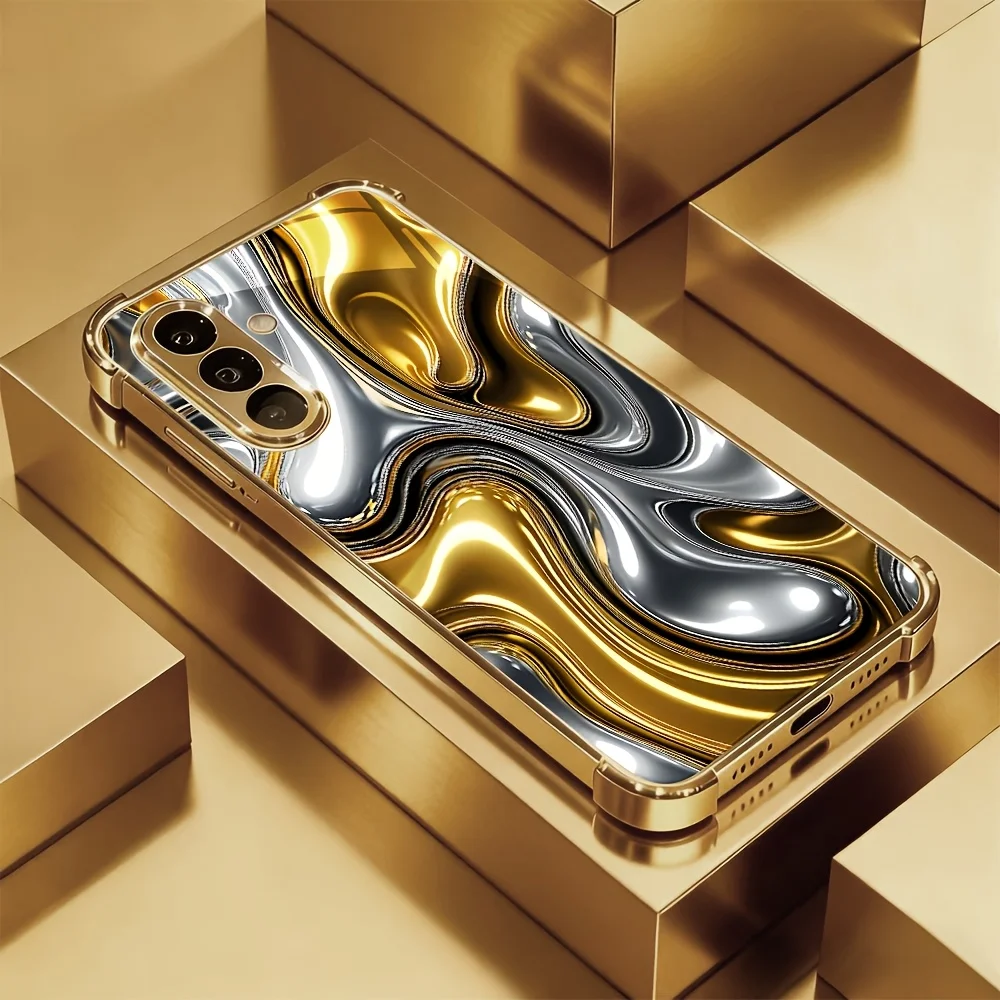 Wave pattern electroplated glass phone case suitable for Samsung GalaxyS26 S25 S24 S23 S22 S20FE/Ultra/Plus anti drop back cover