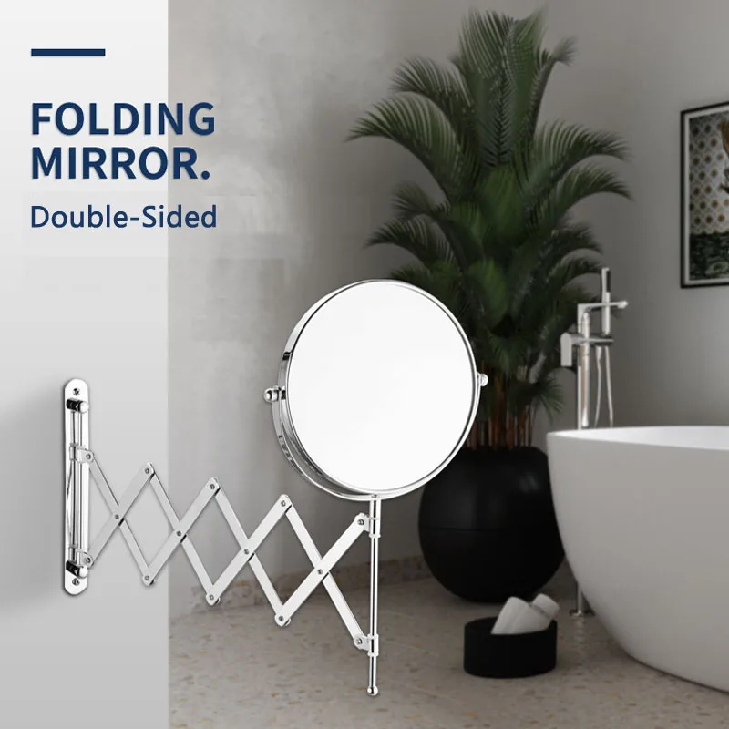 

Bathroom Mirror with Folding Extensible Arm, 2-Sided Cosmetic Mirror, 7/8Inch Wall Mounted Vanity Mirror 3X/5X Magnification