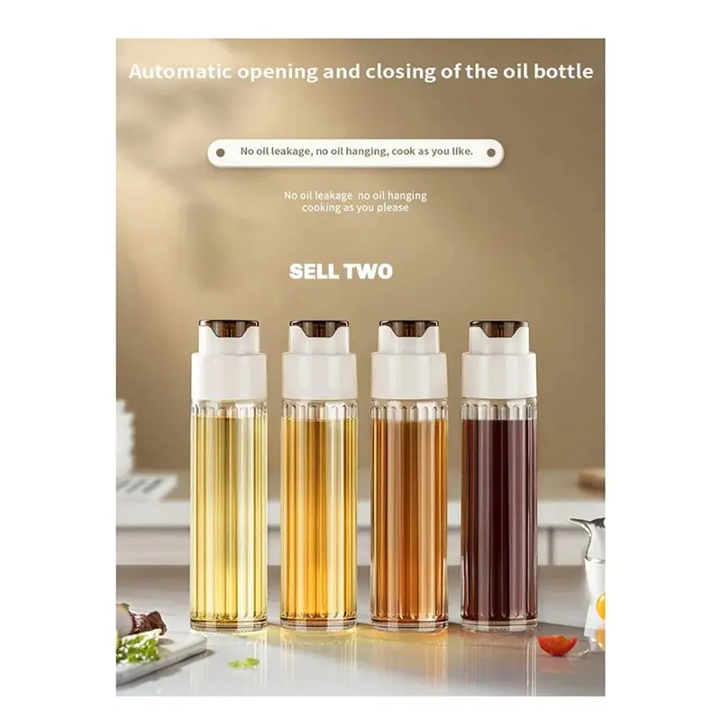 AA94-Automatic Opening And Closing Oil Pot Non Hanging Oil Glass Oil Pot Household Soy Sauce Bottle