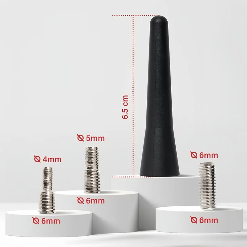 50 PCS Universal Mini Short Car Antenna With M4 M5 M6 Threaded Adapter Strong Radio Roof Mount FM AM 6.5cm Length Black For Auto