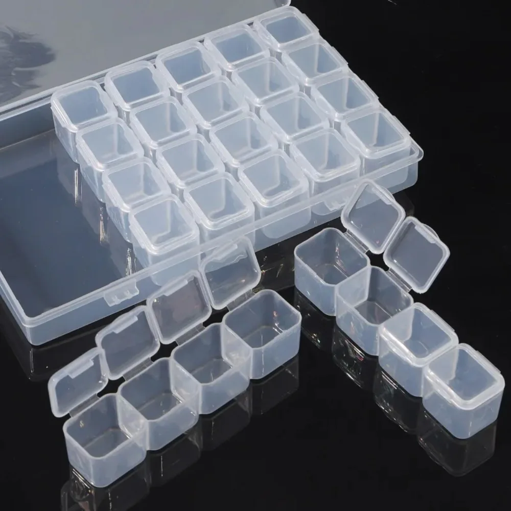 28 Grid Nail Art Storage Box Earring Ring Adjustable Removable Plastic Storage Box Professional Rhinestone Bead Storage Box