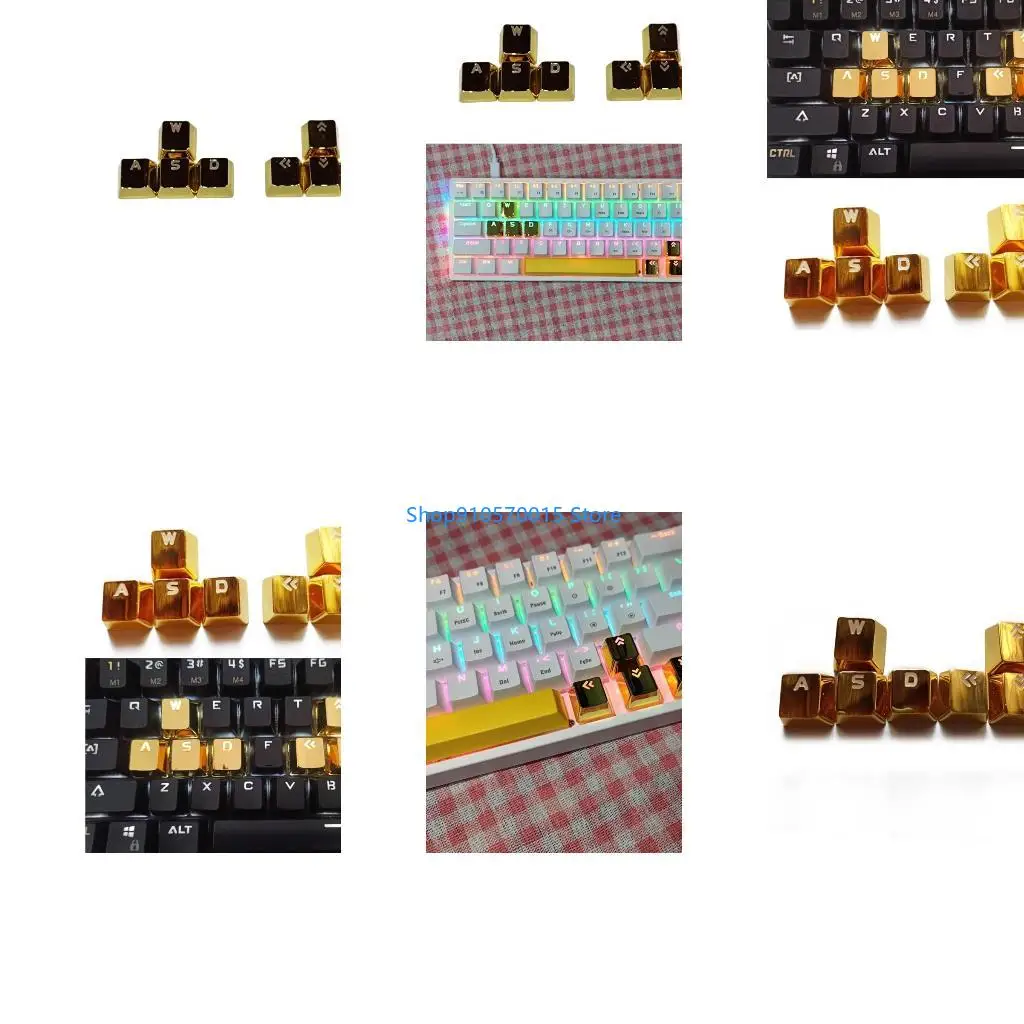 B95C 8 Keys WASD Arrows Keycaps Zinc-Alloy Backlit Keycap Set For Mechanical Keyboard Keycap DIY Replacement Directions