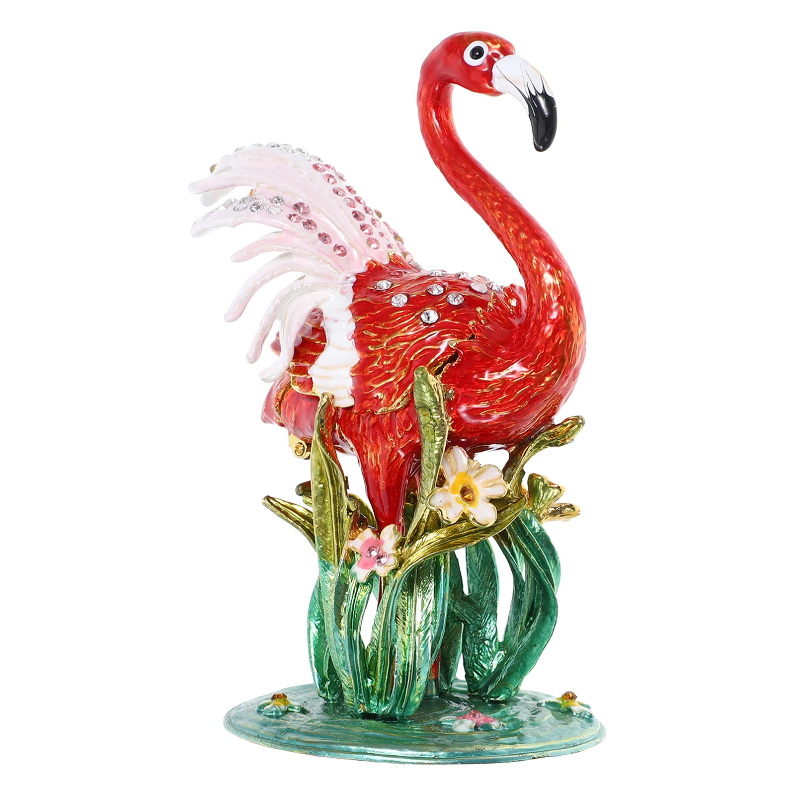 

Jewelry Box Flamingo Figurine Desk Accessories Kitchen Decor Storage Classroom Trinket Boxes Hinged Table Decorations