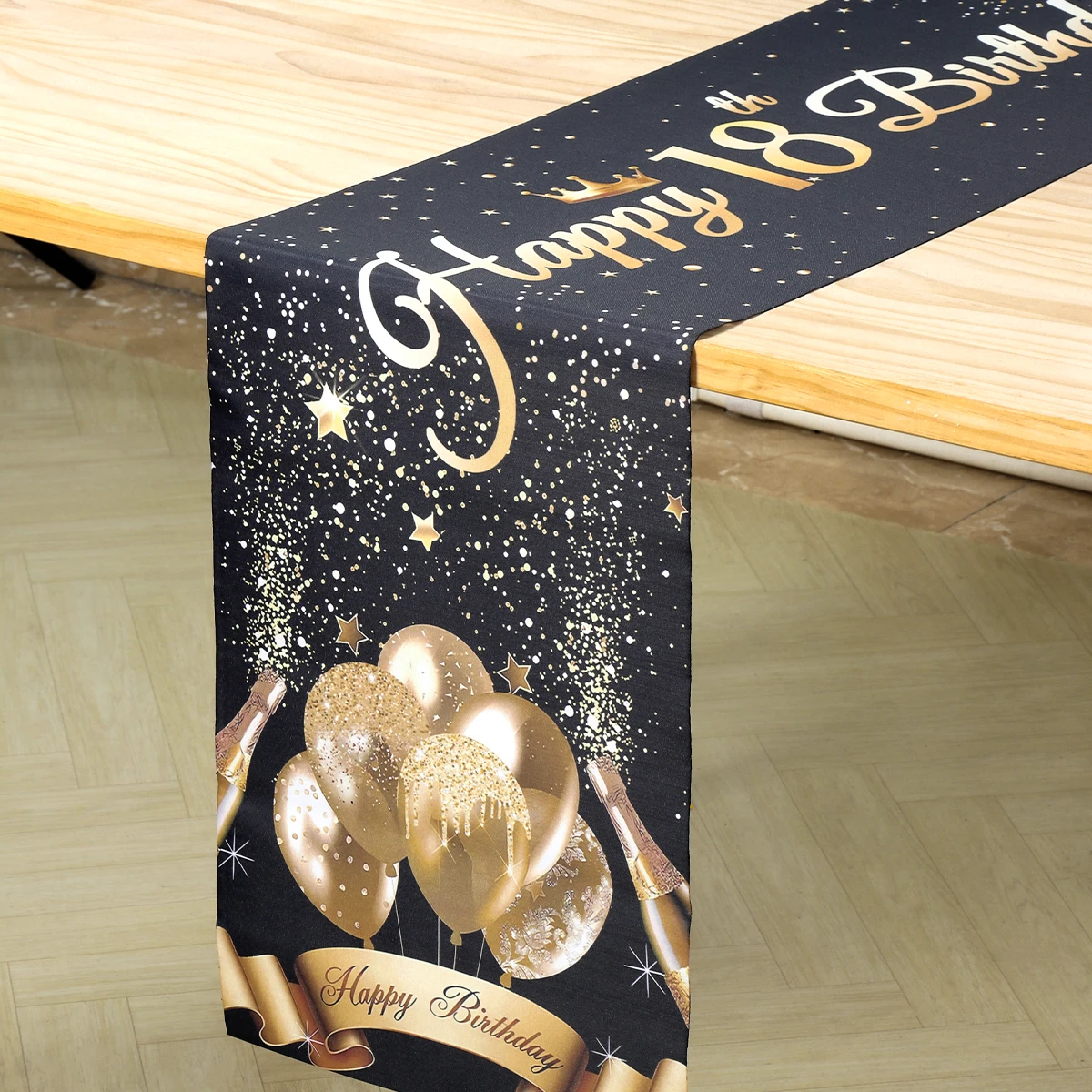 Black Gold Rose Gold Birthday Table Runner Happy Birthday Party Decorations Home Adults 18th 30th 40th 50th Bithday Table Decor