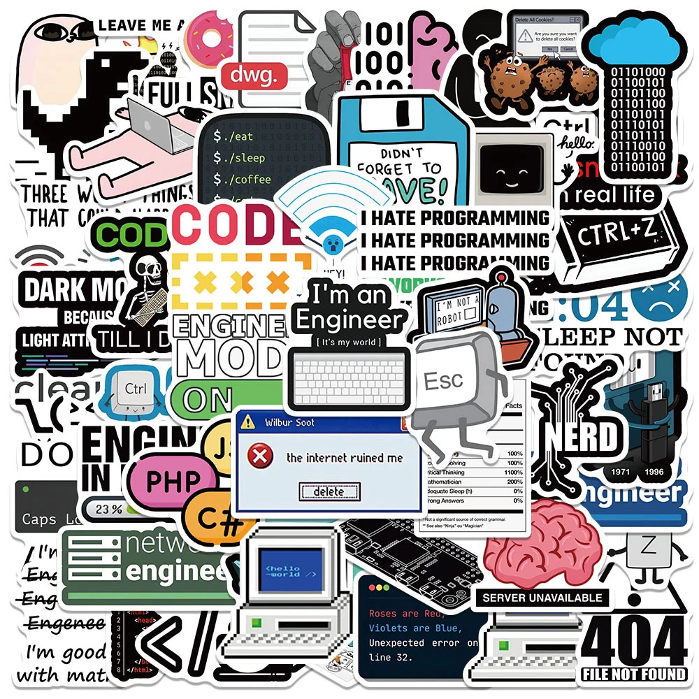 10/30/50pcs Cartoon Funny Program Ape MEME Stickers Funny Programmer Decals Skateboard Fridge Guitar Car Cool Waterproof Sticker