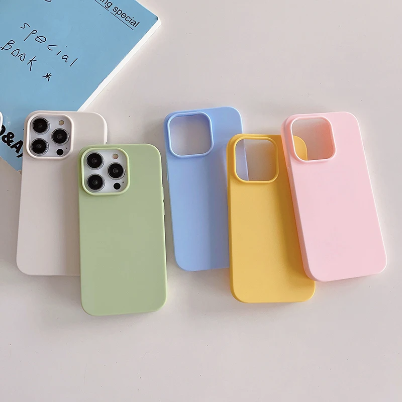 Luxury Matte Candy Color Silicone Soft Case For iPhone 16 15 14 13 12 11 Pro Max Plus Mini Ultra Thin Back Cover Colorful Shell