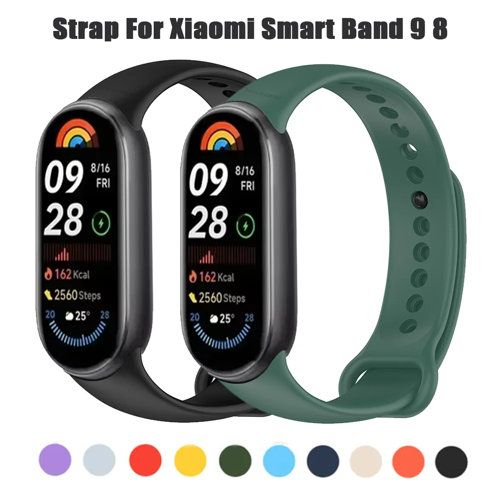 Silicone Strap Bracelet for Xiaomi Smart Band 9 Sport band Replacement Wristband for Mi Band 8 Miband 9 8 NFC Accessories