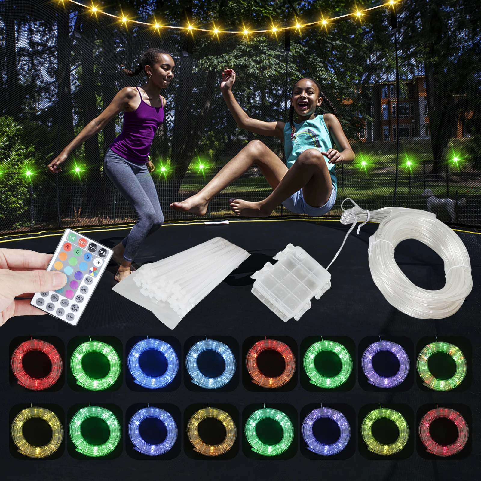 

39.37ft Trampoline Rim Light 4 Speeds Led Trampoline Lights 16 Changeable Color Trampoline Lights Ip68 Waterproof Trampoline