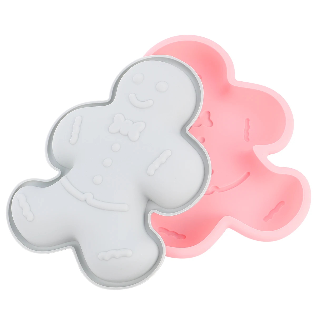 

2 Pcs Silicone Molds New 2023 Christmas Candles Cookie Cake Gingerbread Man Dessert Soap Forms