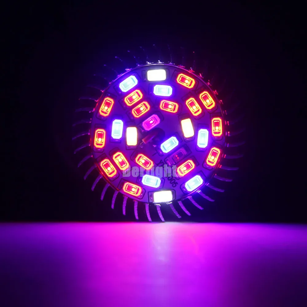 Bombilla de lámpara de cultivo de 220V E27 E14 GU10 espectro completo 18LED 28LED luz de cultivo de carcasa de aluminio para el crecimiento de plantas en macetas de interior