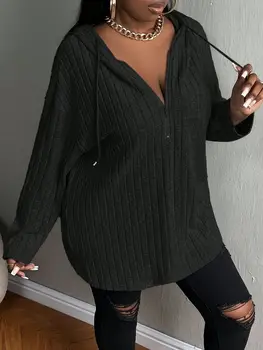 Nadměrné velikosti, evropské a americké, přeshraniční, podzimní a zimní, nová ležérní jednobarevná mikina s kapucí a zipem na polovinu 8 nejlepší prodej AliExpress Plus - №4