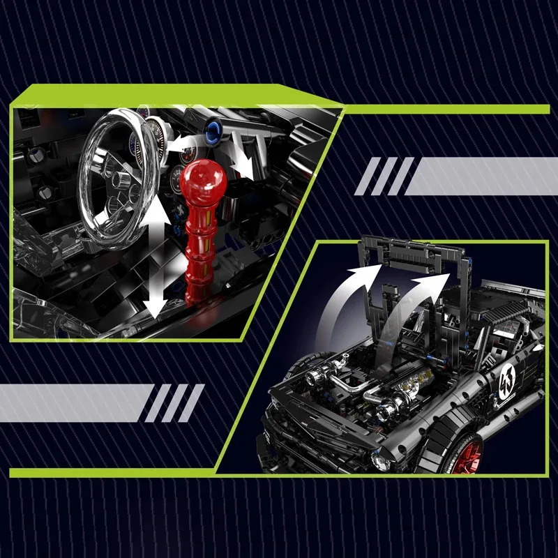 MOULD KING 13108 Technical Mustang Hoonicorn Sport Car Model Building Blocks Technology Racing Car Toy for Boys and Adults