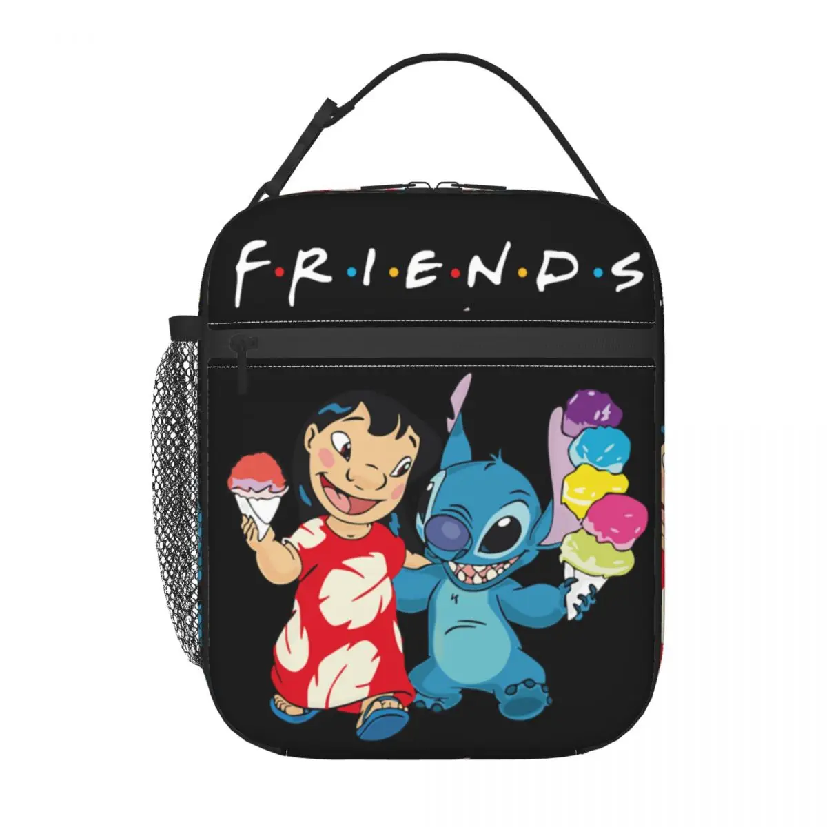 Custom Stitch Lilo Friends Anime Lunch Bag Cooler Warm Insulated Lunch Box for Women Kids School Food Portable Tote Bags