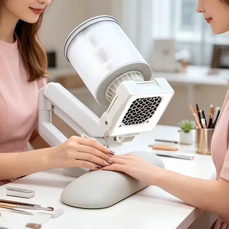 Portable LED Nail Dust Collector Vacuum Cleaner for Manicure Salon Desktop Polisher Suction Machine with Light for Nail Art