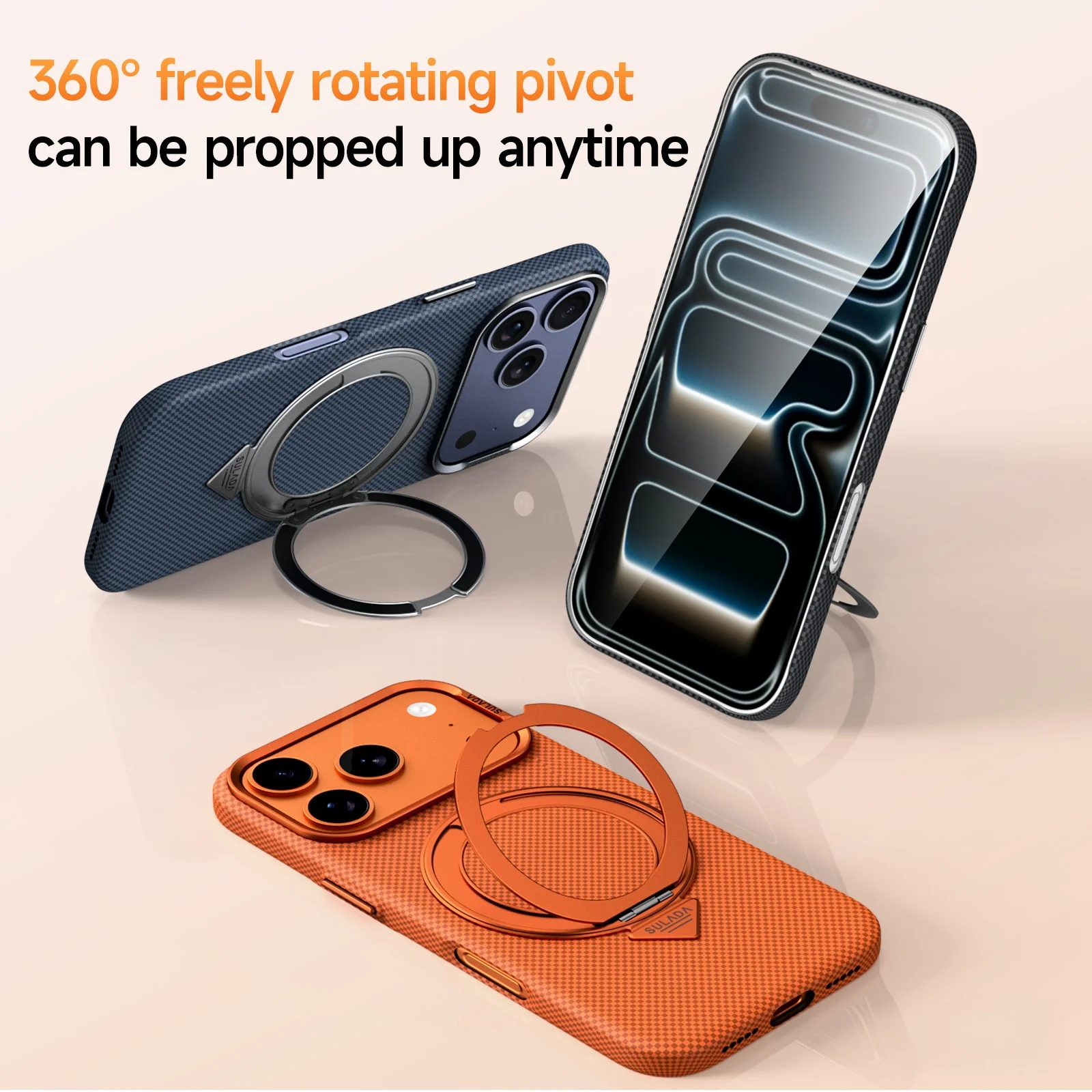 360 °   دوران المعادن المغناطيسي قوس كيفلر ألياف الكربون الحال بالنسبة آيفون 17 16 برو ماكس شحن لاسلكي مكافحة الإفلات غطاء وقائي