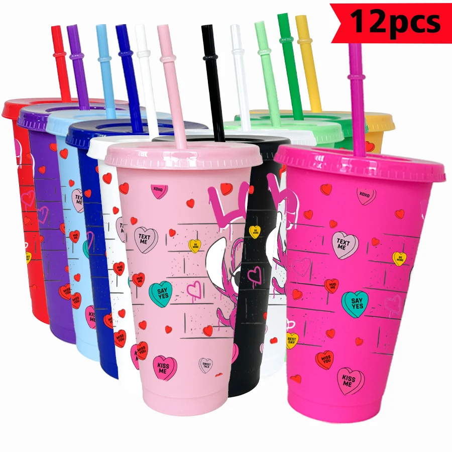 

12pcs/lot Disney Minnie Love 26oz Colorful Plastic Tumbler Birthday Party Drinkware Juice Coffee Cup