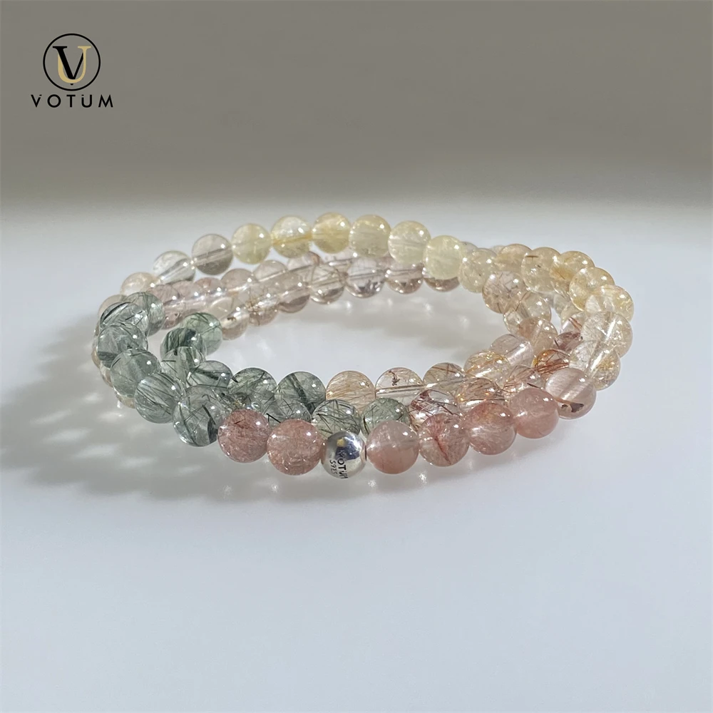

Votum Natural Rutilated Quartz Bracelet for Women Men Wealthy Money Attraction Yoga Gift Healing Beads Crystal Bracelets Jewelry