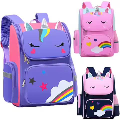 Kid Backpack for Girl Unicorn Children Bookbag Rainbow Eyes School Bag Teen Girl Backpack for Traveling Waterproof Mochilas