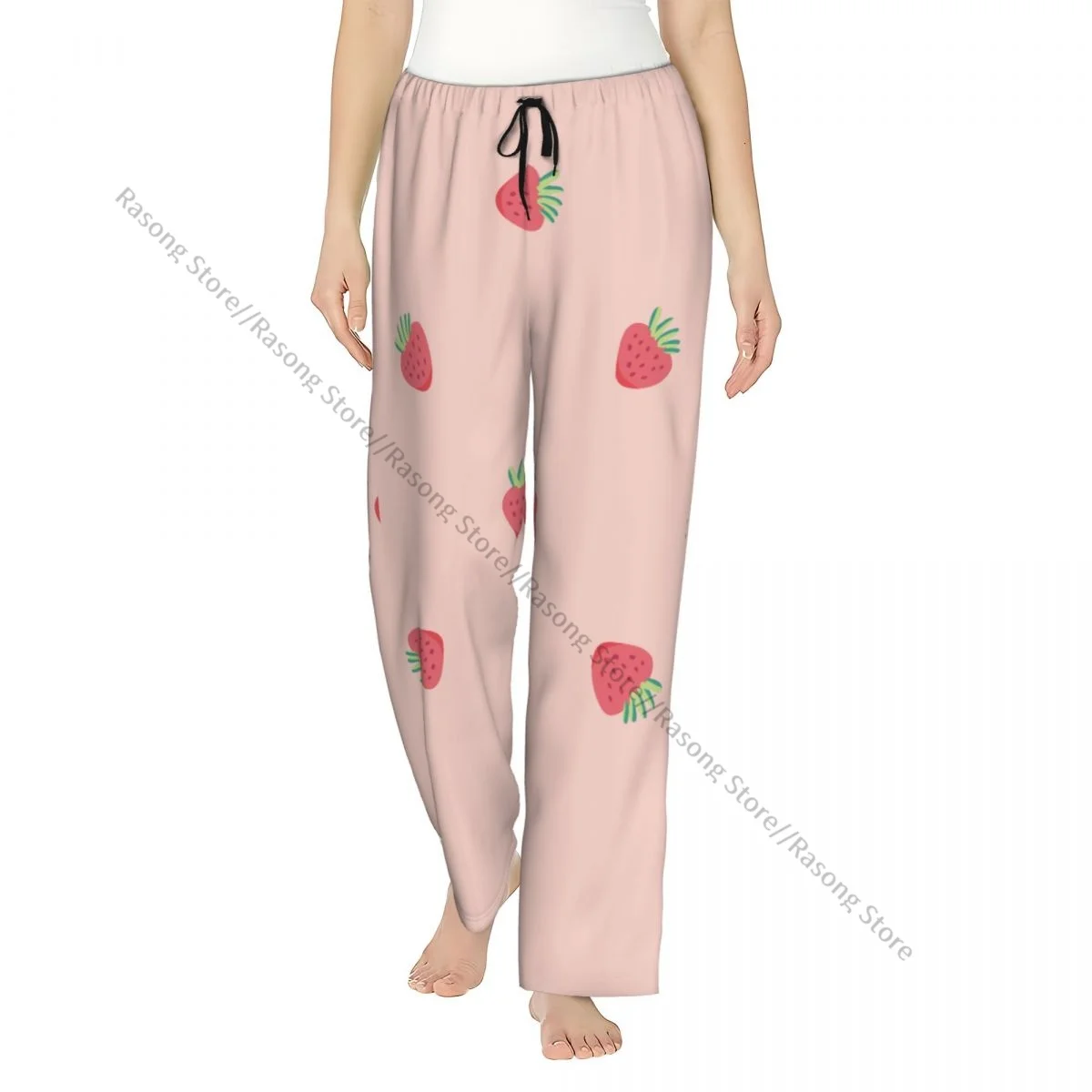 

Pajama Pants for Women Pink Strawberry Sleep Bottoms Home Loungewear