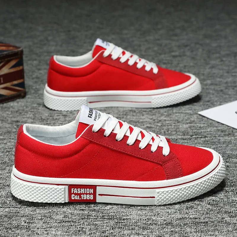 Men's Shoes Fashion Red Canvas Shoes Man Classic Low-top Sneakers Harajuku Hip Hop Skate Shoe Vulcanized Shoes Tenis Masculino