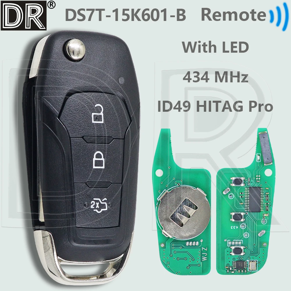 

DR DS7T-15K601-B ID49 чип HITAG PRO 434 МГц автомобильный дистанционный брелок для Ford F-150 Ranger Galaxy S-Max KA + Mondeo V