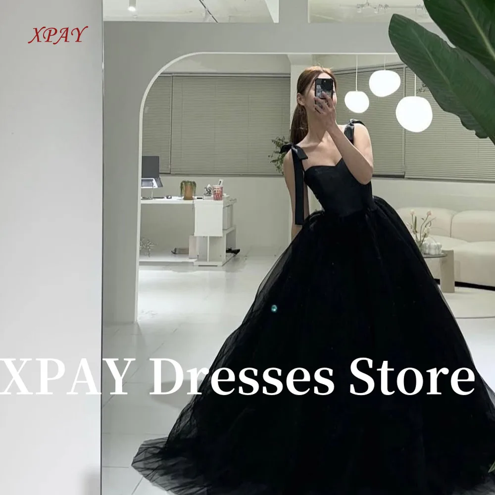 XPAY Sweetheart Black Evening Dresses Korea Photo shoot Wedding Straps Bolero Tulle Bridal Gowns 웨딩드레스 Customized Princess