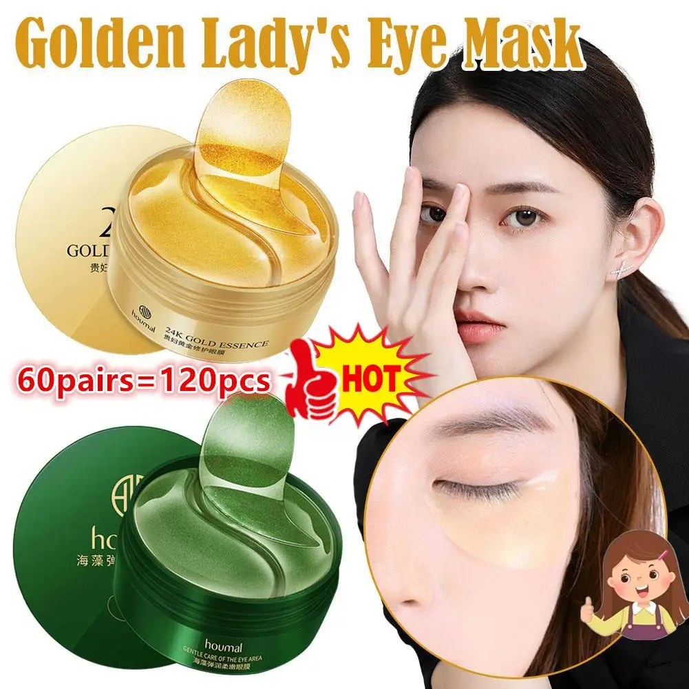 

120pcs Avocado Golden Collagen Eye Mask Anti Dark Circles Eye Bags Moisturizing Anti Wrinkle Eye Patches Skin Care Products