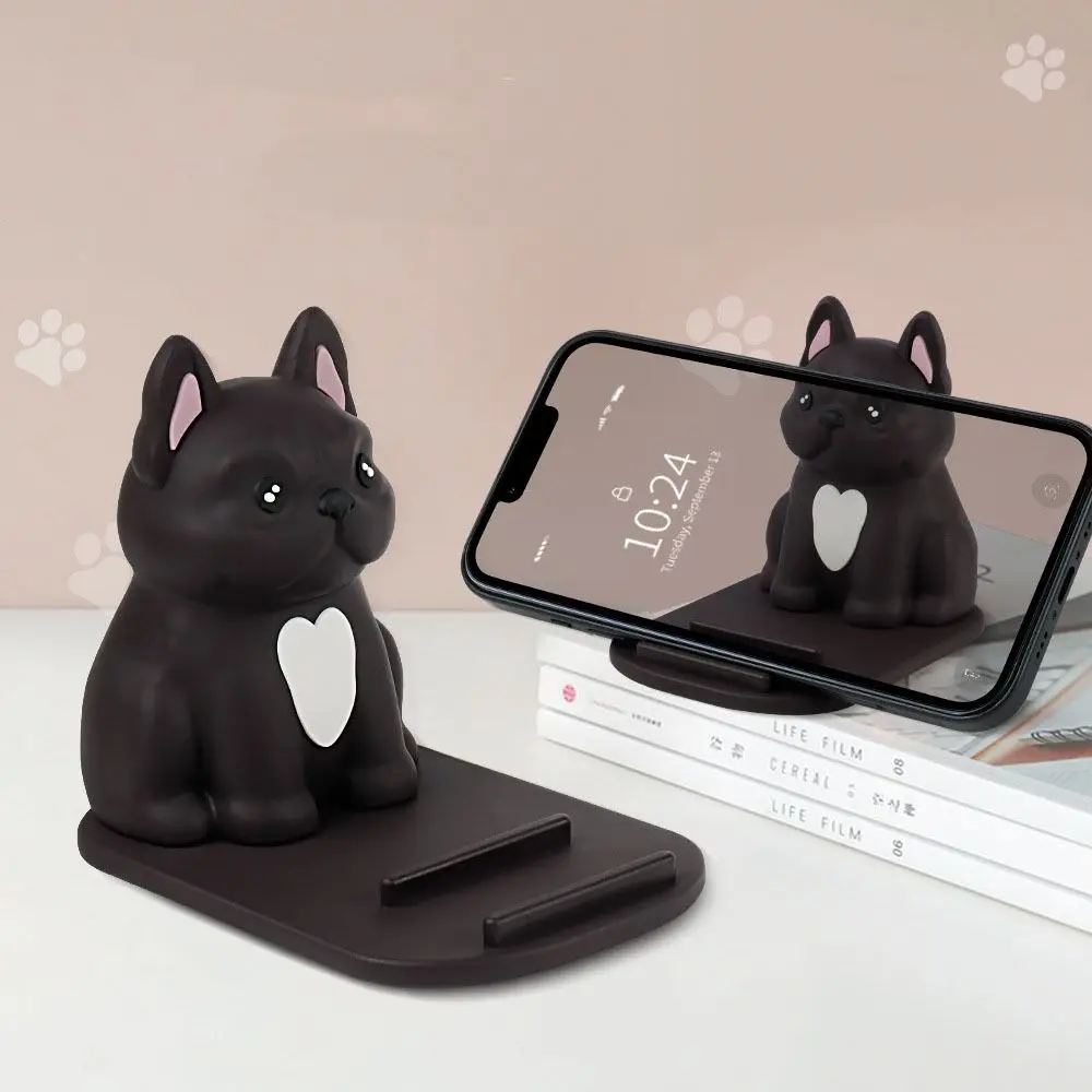 Anti-slip French Bulldog Figurines Multi-functional Statue Mobile Phone Stand Luminous Cute Dog Model Doll Holder