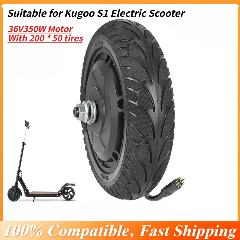 

36V 350W Electric Scooter Motor with 8 Inch Tires for Kugoo S1 Pre-installed 200*50 Solid Tire (8*2), Original Replacement Parts