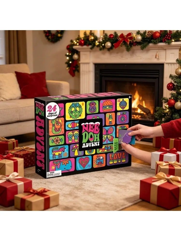 Nee Doh Adventskalender 24 Tage Fidget Toy Überraschungsbox Weihnachts-Countdown Stressabbau Squishy Toy Überraschungsgeschenk für Kinder