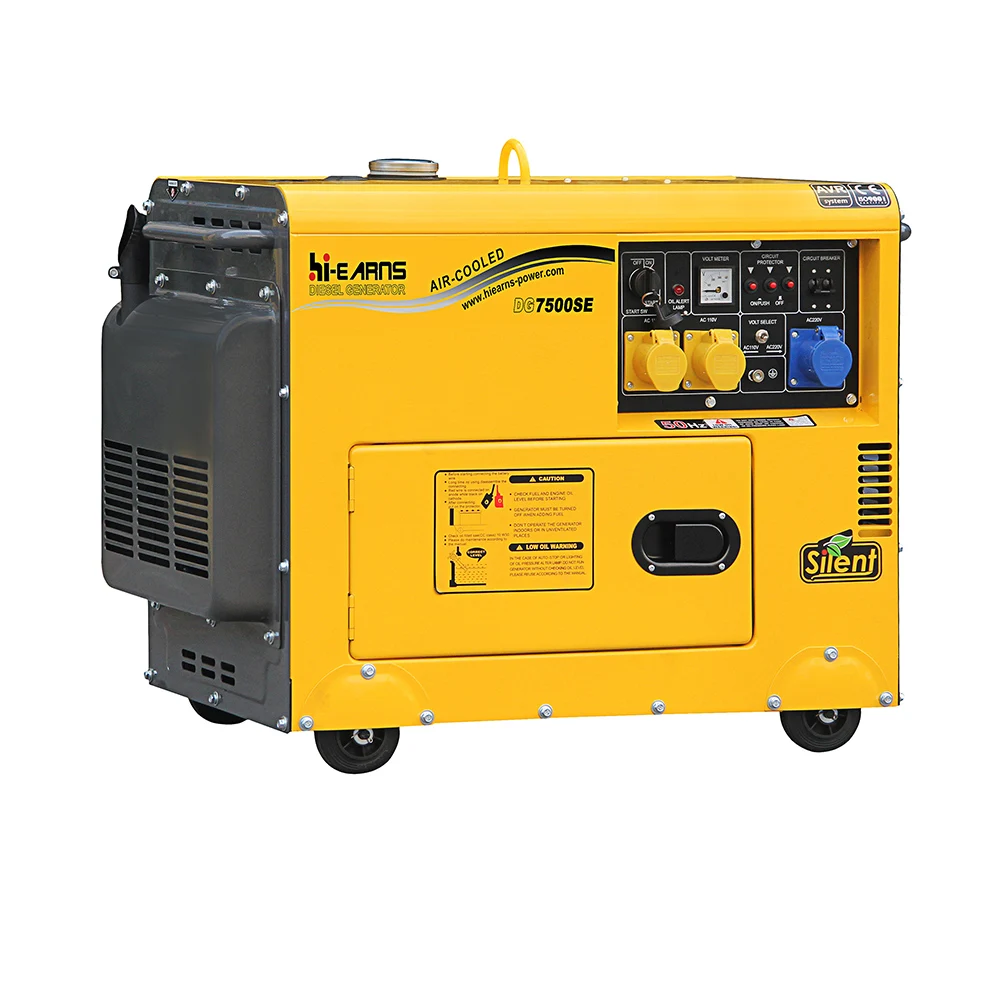 5KW 6KW 7KW 50HZ 110V 220V dual voltage single phase air cooled silent type die·sel generator with CEE 32A socket and plug