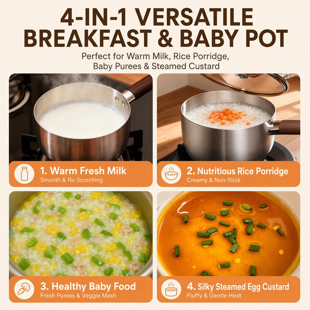 Milk Pot Titanium‑Shield Non‑Stick Saucepan, Deepened Small Cooking Pot for Baby Food, Compatible with Gas & Induction Cooktop - view 5