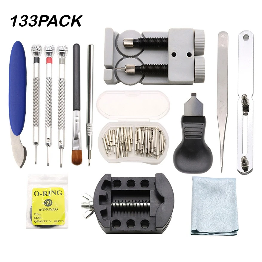 

133 шт., набор инструментов для ремонта открывалки для часов, чехол для ремонта часов, ремешок, сумка для хранения, отвертка, набор инструментов для ремонта часов