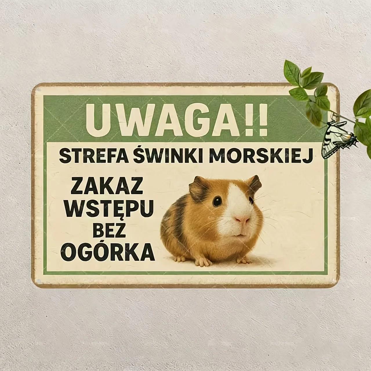 Funny Guinea Pig Warning Metal Sign 7.87x11.81 Inches | Cute Pet Image with 