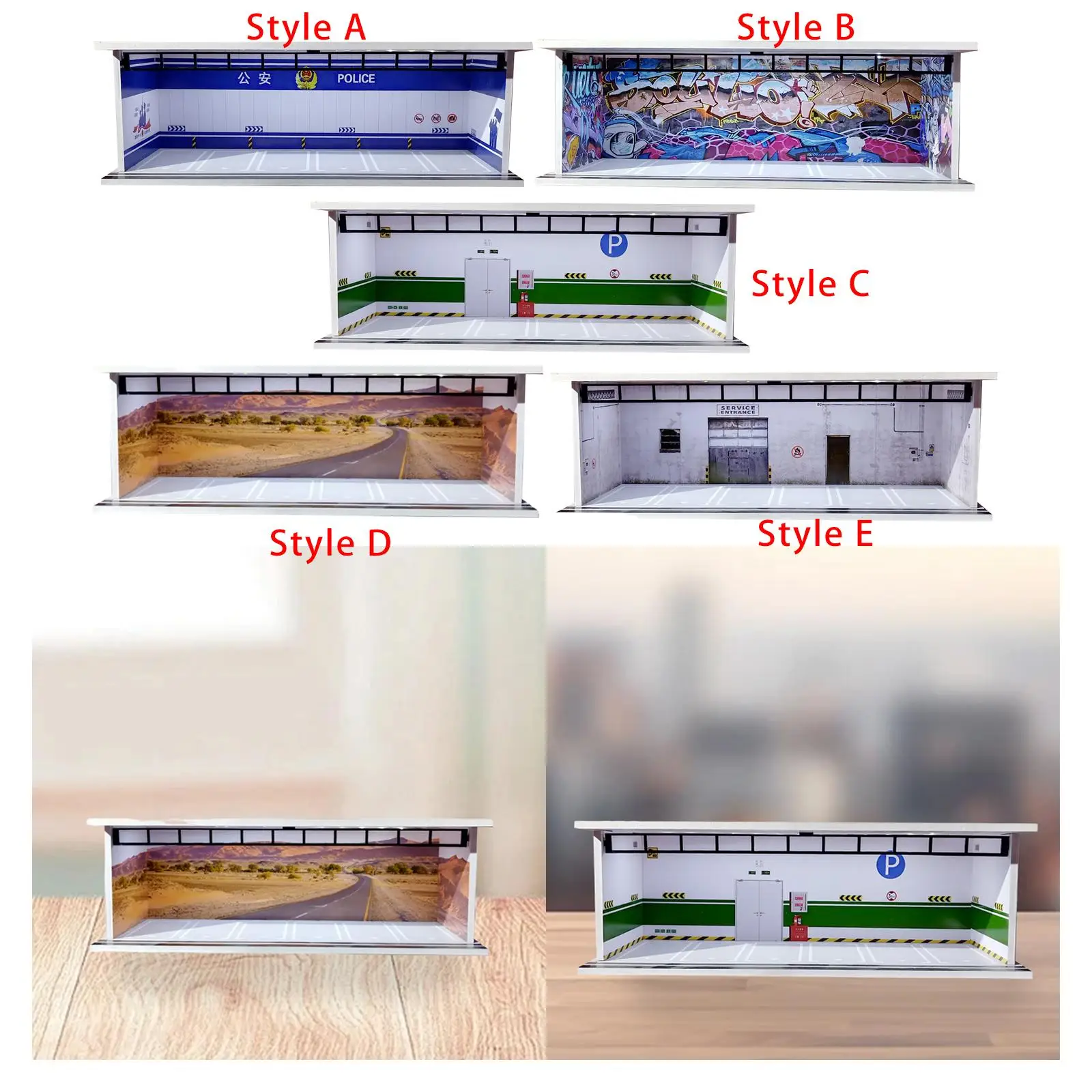 1/64 Model Car Display Case Dustproof DIY Assembly Decoration Garage Diorama