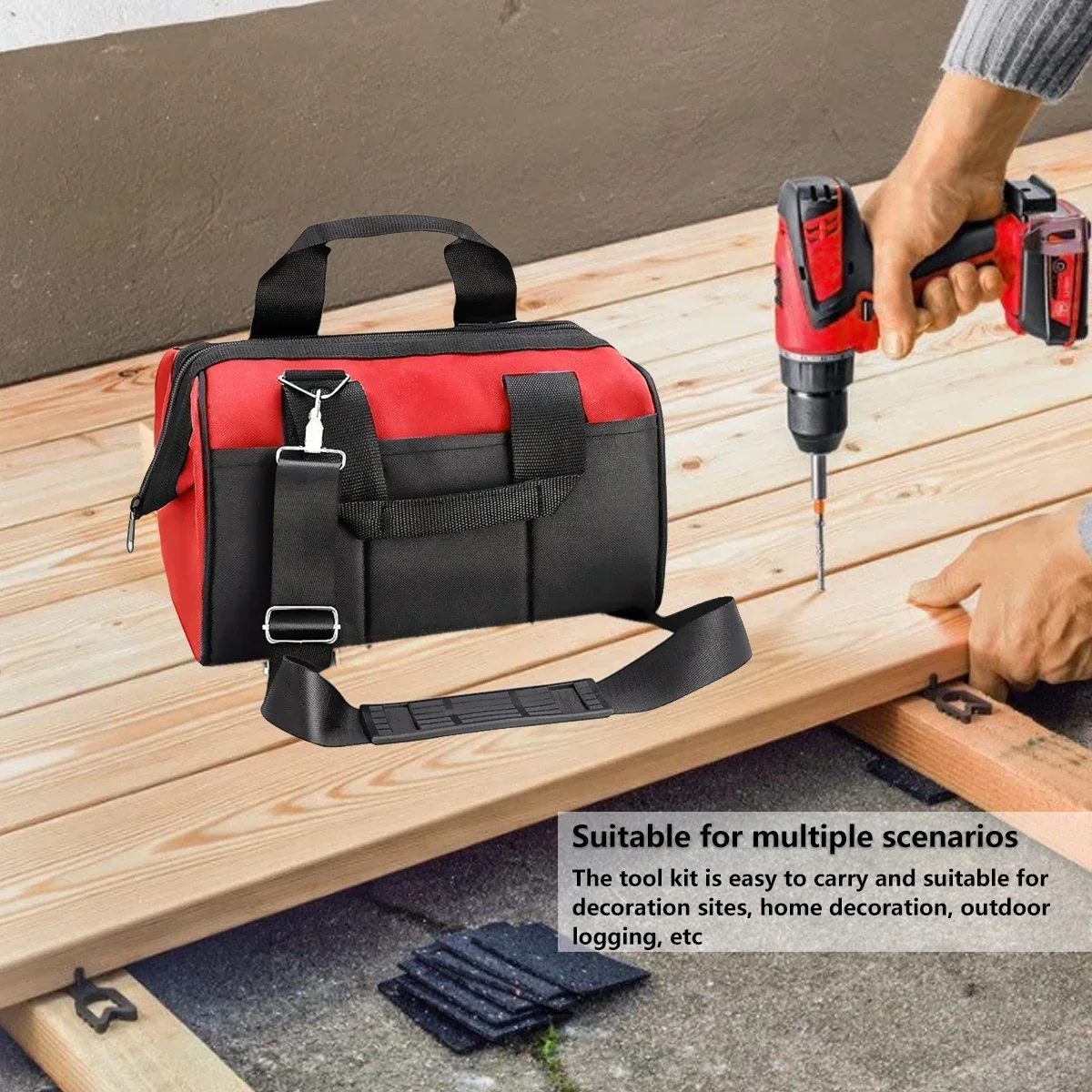 Strong Multi-Function1680D Oxford Cloth Waterproof Electrician Bag Multi-Pocket Anti-Fall 12 inch Tool Bag